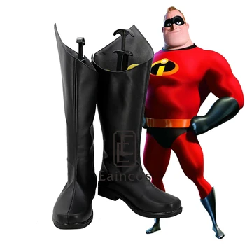 Filmen The Incredibles Superhelt Mr. Incredible Cosplay Halloween Fest Sko Sort Specialfremstillede Støvler