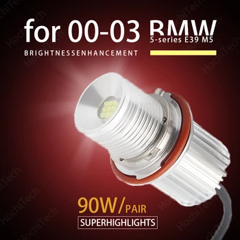 90 W High Power LED angel-eye pærer ring Markør lys for 00-03 BMW 5-serie E39 M5 Super Lyse