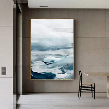 Abstract Blå Hav, Skyer Olie Maleri Moderne Lærred, Plakat og Print til Interiør Indretning Væg Kunst Billede til stuen