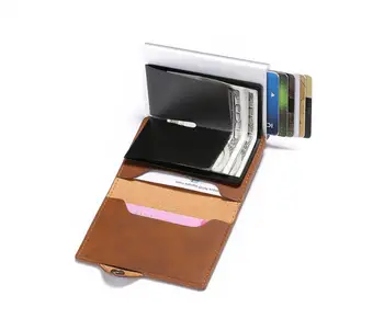 FOROCH Kortholderen PU Læder Buisness Kort Tegnebog Mænd Kvinder RFID-Blokering Aluminium Smart Slank Kreditkort Tegnebog ID-Kort Sag