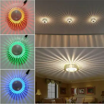 1W 3W Solsikke RGB Effekt Lys LED-Væg Sconce Lampe AC100-265V Fjernbetjening Farverig Gul/Blå/Rød Indendørs Belysning