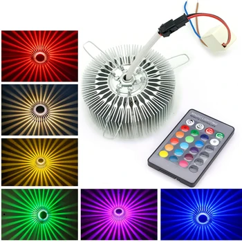 1W 3W Solsikke RGB Effekt Lys LED-Væg Sconce Lampe AC100-265V Fjernbetjening Farverig Gul/Blå/Rød Indendørs Belysning