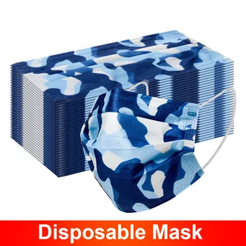 Camouflage mascarillas trykt MondmaskerDisposable Face Masker for Munden Munden Maske Ikke-vævet Smelte Mundblæst 3-lags Mascarilla