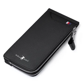 WILLIAMPOLO RFID til mænd af høj kvalitet, lang card wallet læder multi-kort lynlås stor kapacitet card wallet