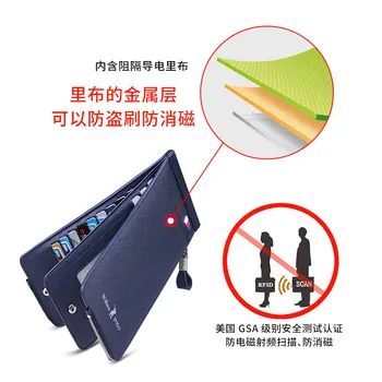 WILLIAMPOLO RFID til mænd af høj kvalitet, lang card wallet læder multi-kort lynlås stor kapacitet card wallet