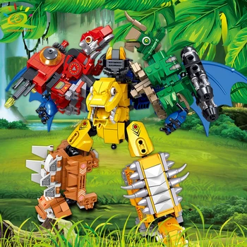 HUIQIBAO 670pcs Verden Jurassiced Dinosaur Robot Våben Park byggesten Dragon Mecha Kampen Tal Mursten Legetøj For Børn