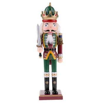 Nye 30cm Træ-Nøddeknækkeren Soldat Figur Marionet Dukke Hjem Indretning Børn Gave