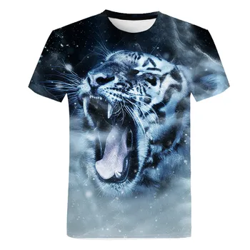 2020 tiger print dreng pige t-shirt animationsfilm 3d-print hip-hop t-shirt med dyreprint mønster sommer børnetøj top