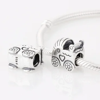 925 Sterling Sølv Smykker, Charms Bead barnevogn Charme Passe Europæiske Sølv Charm Armbånd & Halskæder til Kvinder DIY Smykker