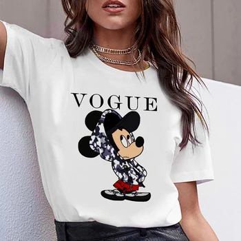 Hoody Mickey Mouse Sjovt Tshirt Kvinder kortærmet Sommer T-shirt Unisex Disney Tøj Harajuku Toppe Tee