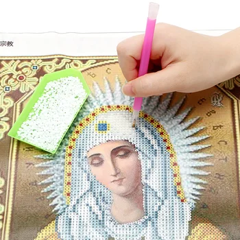 HOOMIN Religiøse Jomfru Maria-ikon Diamant Broderi DIY Diamant Maleri Cross Stitch Fuld Diamant Broderi Kit