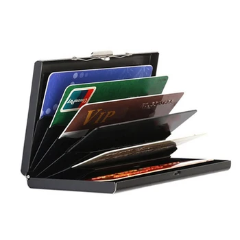 Rustfrit Stål Sort Titanium Kreditkort Tegnebog Mænd Slanke RFID-Kortholderen Multi-Funktion Business Card Wallet opbevaringsboks