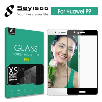 Oprindelige Seyisoo Real 2.5 D-0,3 mm 9H Fuld Dækning Skærm Protektor Hærdet Glas Til Huawei P9 P 9 Sort Hvid Film