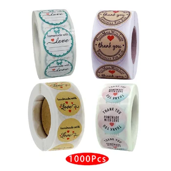 1000Pcs/pack Søde Kawaii Håndlavet med Kærlighed Tak Mærkat Tætning Label Bagning Tidende Skrabe Emballage Business Support