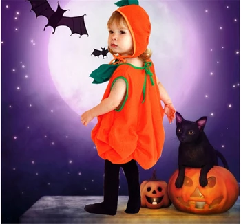 Halloween Toddler Baby Unisex Græskar, Søde Cosplay Kostumer Party Festival 2stk Sparkedragt+Hat Børnehave Kostumer til Scenen