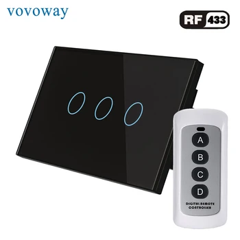 RF wireless touch skifte interrupter RF433MHz fjernbetjening AC110V 220V 1gang2gang3gang OS standard light switch