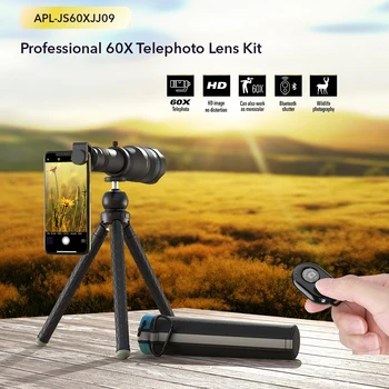 APEXEL HD-60x teleskop teleobjektiv 60x monokulare+miniselfie stativ til iPhone Xiaomi andre smartphones Rejser Jagt, Vandreture