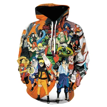 Anime Naruto Hoodie Hokage Uzumaki Japansk Streetwear Uchiha Sasuke Kakashi Hatake Toppe Mænd 3D-print animationsfilm Hættetrøjer Sweatshirt