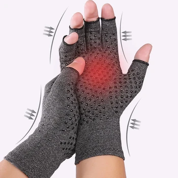 Sport Non-slip Halv Finger Fingerløse Design Terapi Sundhedspleje Kompression Handsker Anti Gigt Mænd Kvinder Handsker 1 Par
