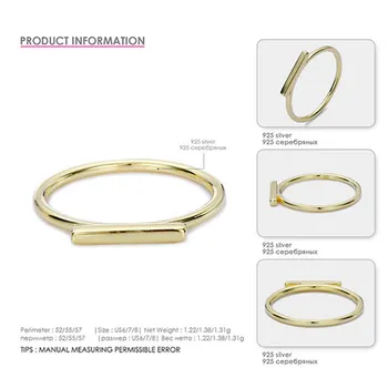 CC Massiv 925 Sølv Ringe For Kvinder Geometriske Stick Enkel Ring Kontor Enkelt Design, Mode Smykker Party Gave Tilbehør CC4007