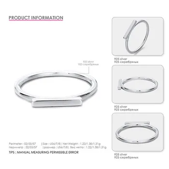 CC Massiv 925 Sølv Ringe For Kvinder Geometriske Stick Enkel Ring Kontor Enkelt Design, Mode Smykker Party Gave Tilbehør CC4007