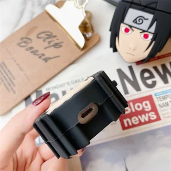 Sasuke Tilfældet for AirPods Tegnefilm Øretelefon Sag for Apple Airpods 2 Søde Tilbehør Beskytte Dække med Nøglering 3D Naruto Anime