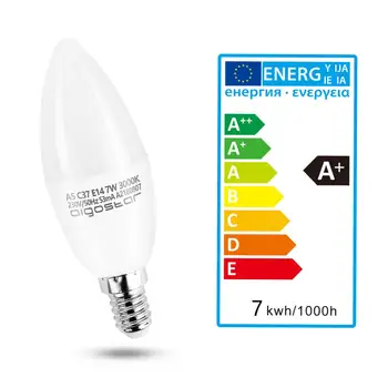 Aigostar - LED-C37 stearinlys pærer， E14， 7W svarende til 52W elpærer， 270°， 490 lm， CRI≥80，3000K varm lys ,25000h