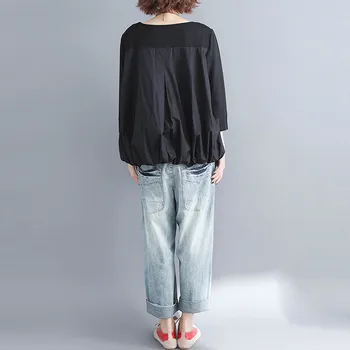 Langærmet Vintage Sommeren prikkede Skjorte Bluse Kvinder Plus Size koreanske Løs Shirts, mine Damer Toppe, Tunika Blusa Mujer 4XL 5XL 2019