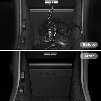Multi USB-Hub 5 Porte SSD Disk Bilen Center Konsol Kit Accessorie til Tesla Model 3 Type-C Opladning Pad-Stik
