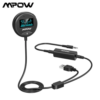 Mpow BH489 Bluetooth-5.0 Bil Adapter med Tv og Støj Isolator, Bluetooth Musik Modtager til Bil Auto Audio System
