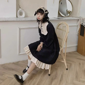 Gothic Retro Piger Lolita Blonder Tea Party Dress Anime Cosplay Kvinder Prinsesse Langærmede Kjoler Japansk Op Kawaii Sød Kostume