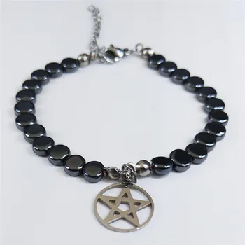 2021 Mode Hekseri Pentagram Rustfrit Stål Kæde Armbånd til Kvinder Sølvfarvet Armbånd Smykker bileklik bayan B18738