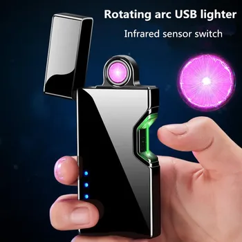 Nye Kreative Infrarød sensor skifte USB-opladning, Roterende arc cigarettænder Plasma-lettere Vindtæt Elektroniske lightere