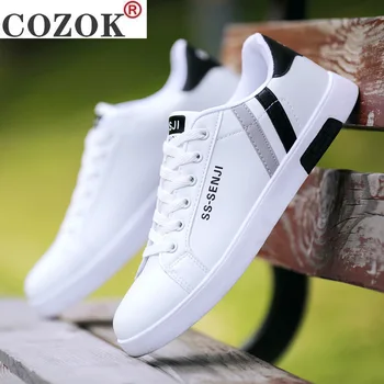 Mænd Hvid Vulkaniseret Flade Sko Lace-up Komfortabel Sneaker for Mandlige Tenis Masculino Adulto Top Kvalitet Mænd Zapatillas 2021