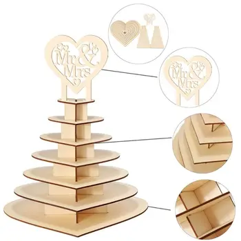 Hr. & Fru / Jeg Elsker Dig, Træ-Chokolade Hjerte Bryllup Centrale Display Stand Holder Til Bryllup Dekoration
