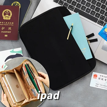 Multifunktionel Digital Opbevaring Taske Enkel Bærbare Tegnebog Rejse Opbevaringspose Certifikat Taske Ipad Pas Kontorartikler