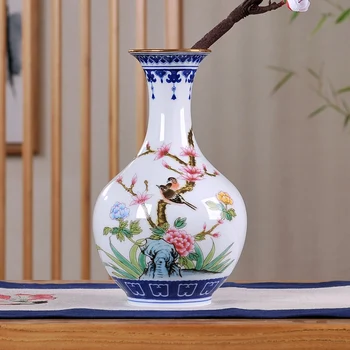 Jingdezhen Porcelain Blå Og Hvid Vase Blomst Arrangement Enhed, Blomster Og Fugle Mønster Nye Kinesiske Stil Hjem Stue