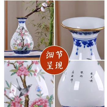 Jingdezhen Porcelain Blå Og Hvid Vase Blomst Arrangement Enhed, Blomster Og Fugle Mønster Nye Kinesiske Stil Hjem Stue