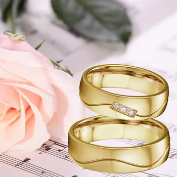 1 par par vielsesringe til mænd og kvinder 18k forgyldt elskere alliance rustfrit stål smykker finger ring ægteskab