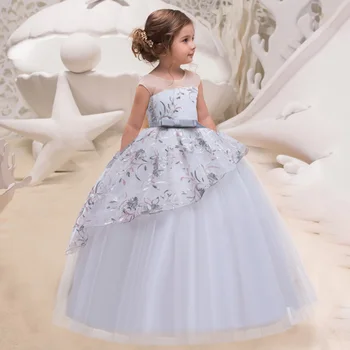 Piger Formelle First Communion Kjole til Børn Girl Prinsesse Kjoler Elegant Broderi Girl Party Wedding Gown Tøj