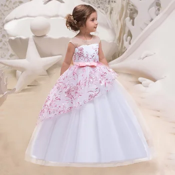Piger Formelle First Communion Kjole til Børn Girl Prinsesse Kjoler Elegant Broderi Girl Party Wedding Gown Tøj