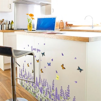 Lavendel Wall sticker baseboard veranda køkken badeværelse soveværelse stue baggrund dekorative applikationer Vandtæt plakat