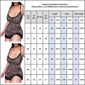 5XL Store Størrelse Kvinder, Sexet Lingeri Et stykke Bodysuit Porno Leopard Print Nattøj Undertøj Teddy Nattøj Nightdress