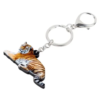 Bonsny Akryl Elegante Jungle Tiger Nøgleringe Nøgleringe Ringe Vilde Dyr, Smykker Til Kvinder, Piger Taske Pung Charms Vedhæng