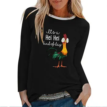 Det er En Hei Hei Cock Udskrivning langærmet T-shirts Kvinder Efterår og Vinter T-Shirt til Kvinder Sjove Hvid Rund Hals Harajuku bedste Kvindelige