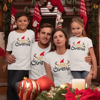 Glædelig Jul Familie Matchende Tshirt Mor Far Datter Søn Funny Match T-shirt Tøj, Mor, Far, Børn, Baby Tøj