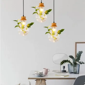 Moderne Pastoral Design Plante vedhæng lys enkle spise stue undersøgelse cafe art decor glas hanglamp