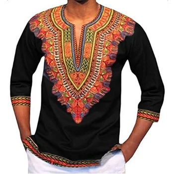 2018 Nye Mode Afrikanske Dashiki Print V Hals T Shirt Mænd Kort Ærme Casual t-Shirt Homme Hip Hop Streetwear T-shirt Mandlige