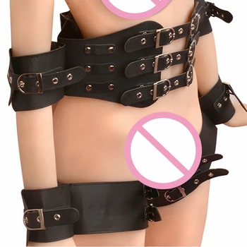 2 stk/sæt BDSM Talje Strop Handcuff Par Erotiske kostumer PU Læder Fetish Legetøj Voksen Spil, par sexlegetøj