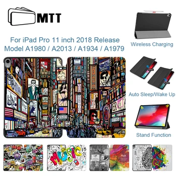 MTT Graffiti taske Til iPad Pro 11 tommer 2018 Slank PU Læder Magnetisk Flip Fold Stå Dække Tablet Tilfælde A1980 A1934 A1979 A2013